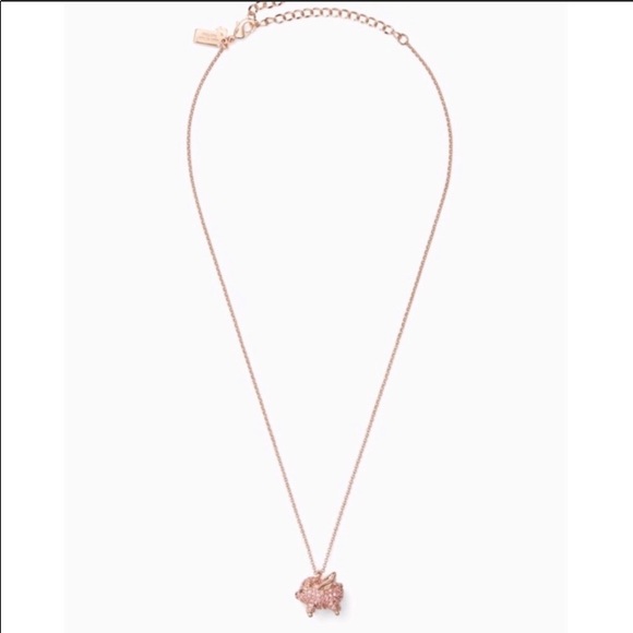 ♠️Kate Spade Imagination Pave Pink Piggy Necklace NWT - Picture 3 of 9